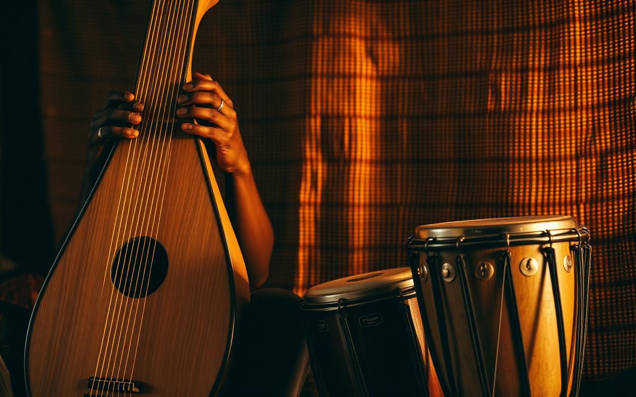 Sfeerbeeld: kora en West-Afrikaanse percussie